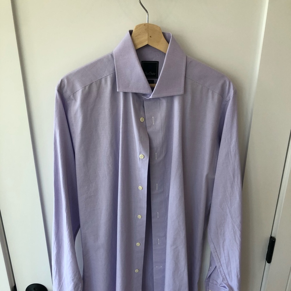 David Donahue trim fit purple dress shirt
